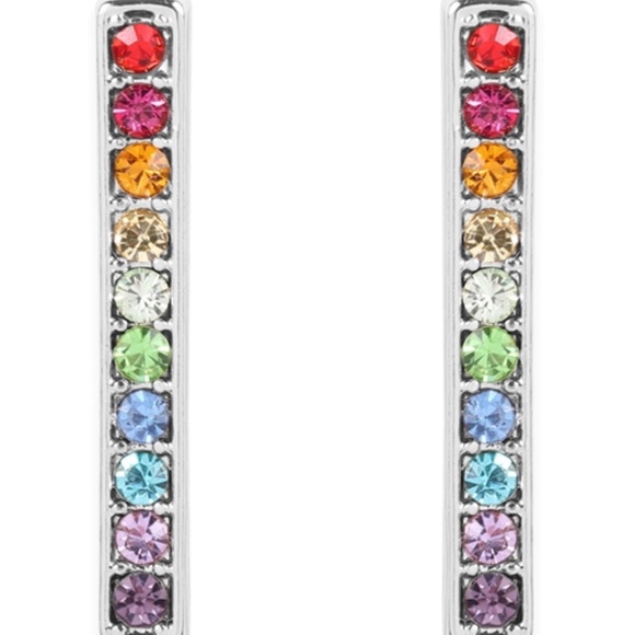 Rainbow Rhinestone bar earring's - Picture 3 of 10